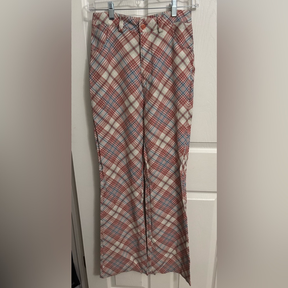 Rolla’s | Plaid‎ Bootcut Pants Womens High Rise Pomegranate Casual Boho Sz 8/S